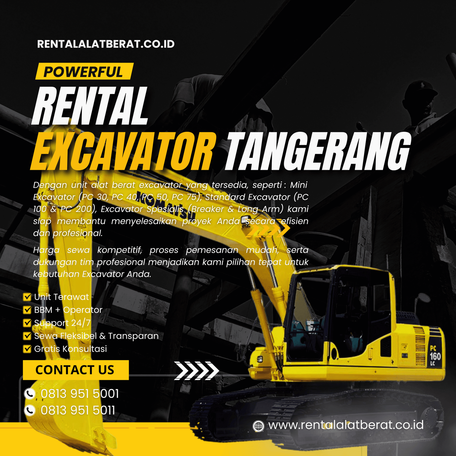 Sewa Excavator Tangerang Murah Per Jam Juli 2026